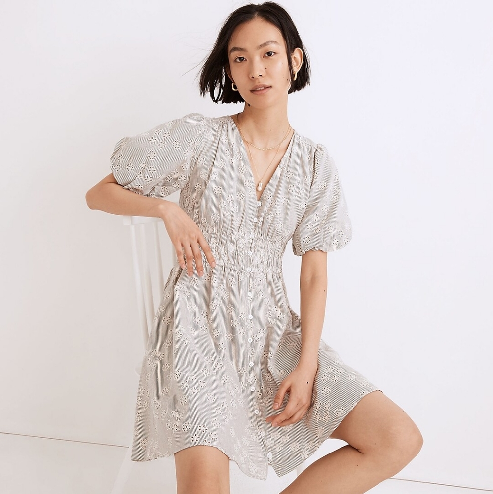 NWOT Madewell Sophia mini dress in eyelet stripe